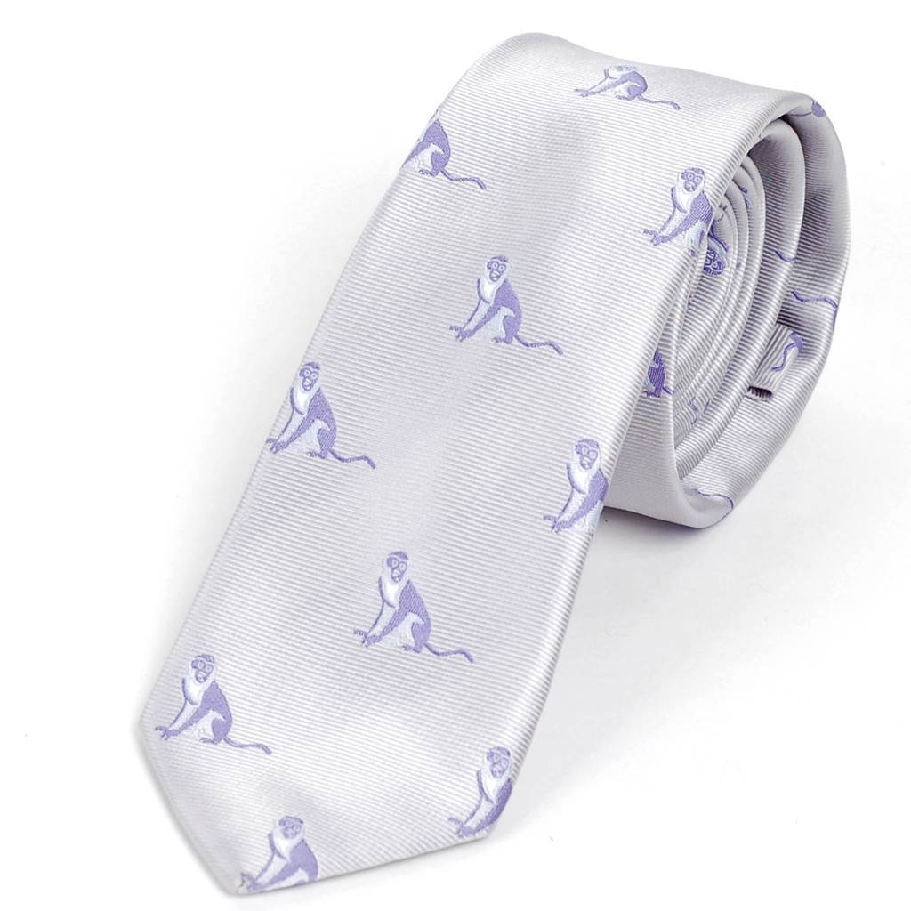 ネクタイ メンズ おさる モンキー 猿柄 パターン かわいい おしゃれ ビジネス ナロータイ スリム デザイン 大剣幅 6cm 送料無料 3色 ブラック ベージュ シルバー |  | 03