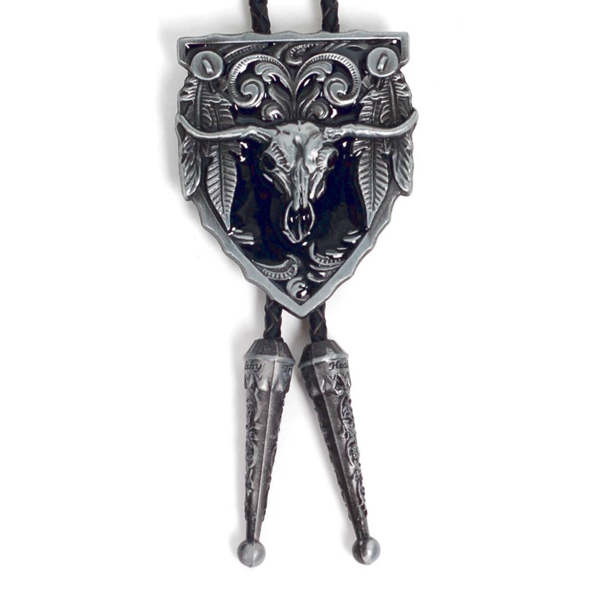 ループタイ ボロタイ ビッグ ロングホーン牛の頭蓋骨 スカル ペンダント メンズアクセサリー 紳士用 ジュエリー 紐付き ロープタイ ロック付き 送料無料 |  | 01