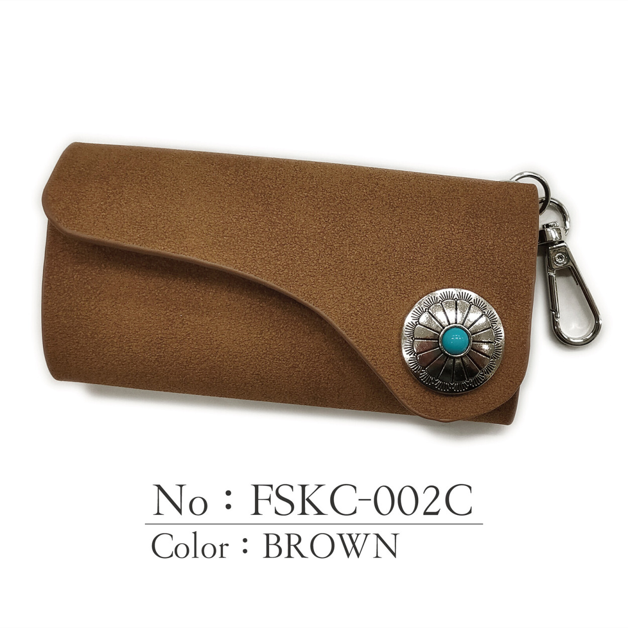 キーケース コンチョ飾り フェイク・マイクロスウェード素材 コンパクト メンズ レディース 男女共用 小サイズ 鍵入れ 小物 雑貨 |  | 03