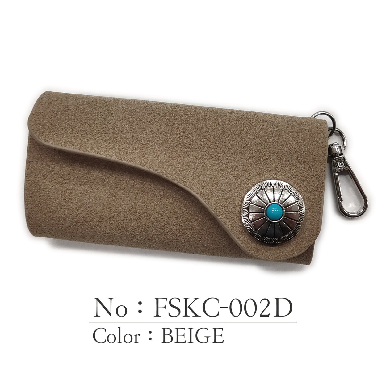 キーケース コンチョ飾り フェイク・マイクロスウェード素材 コンパクト メンズ レディース 男女共用 小サイズ 鍵入れ 小物 雑貨 |  | 04