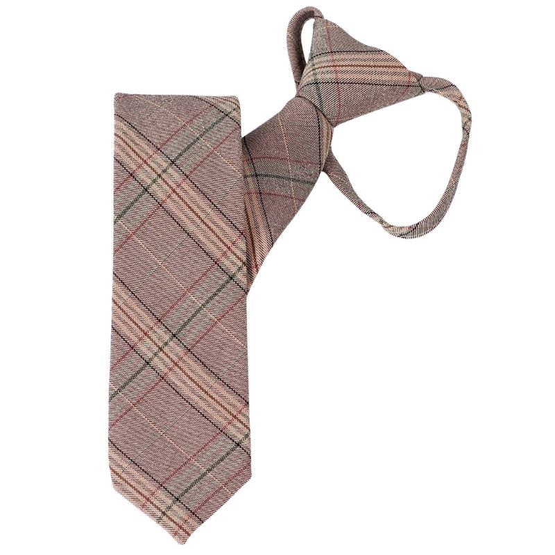 ワンタッチネクタイ チェック、ラインチェック柄 大剣幅 6cm スリム ナローネクタイ メンズ ロック有り ジッパー仕様 装着簡単 ジッパー ストッパー付き |  | 04