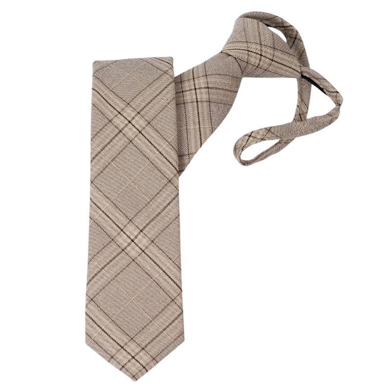 ワンタッチネクタイ チェック、ラインチェック柄 大剣幅 6cm スリム ナローネクタイ メンズ ロック有り ジッパー仕様 装着簡単 ジッパー ストッパー付き |  | 05