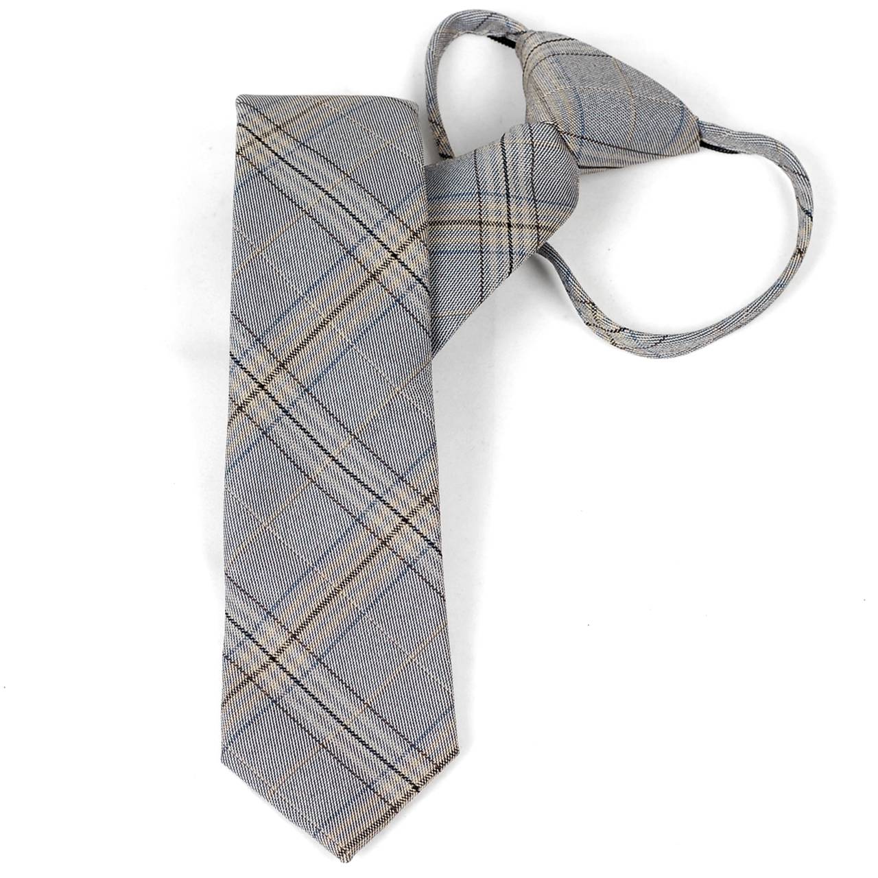 ワンタッチネクタイ チェック、ラインチェック柄 大剣幅 6cm スリム ナローネクタイ メンズ ロック有り ジッパー仕様 装着簡単 ジッパー ストッパー付き |  | 06