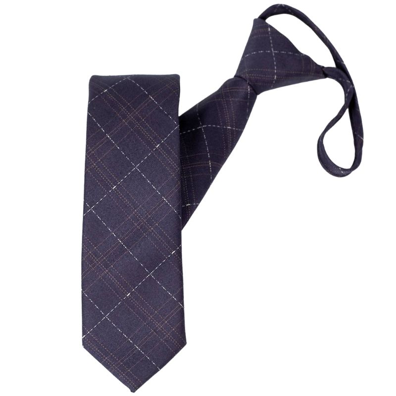 ワンタッチネクタイ チェック、ラインチェック柄 大剣幅 6cm スリム ナローネクタイ メンズ ロック有り ジッパー仕様 装着簡単 ジッパー ストッパー付き |  | 01