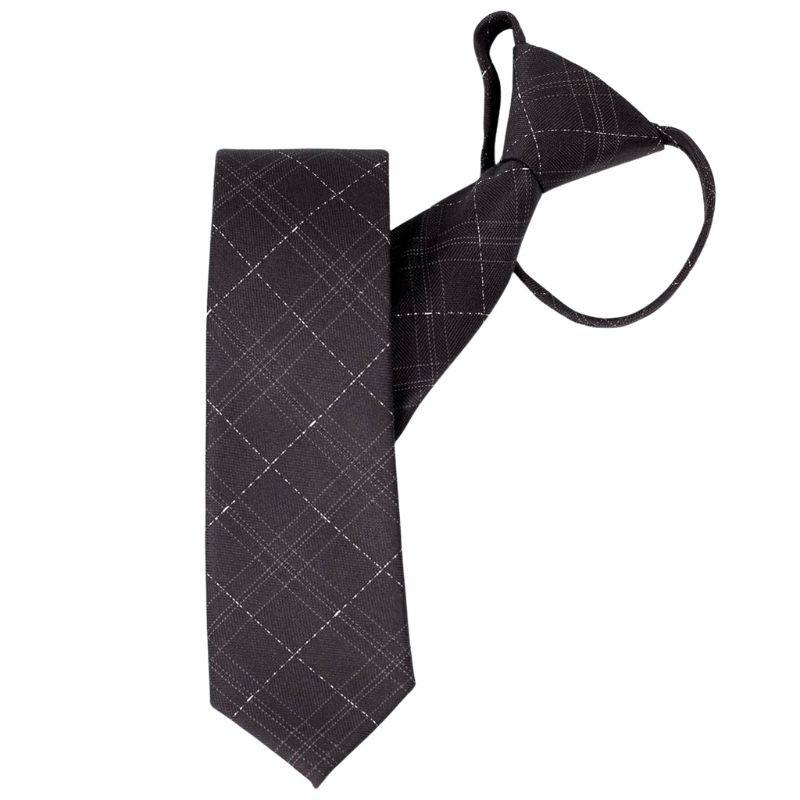 ワンタッチネクタイ チェック、ラインチェック柄 大剣幅 6cm スリム ナローネクタイ メンズ ロック有り ジッパー仕様 装着簡単 ジッパー ストッパー付き |  | 02