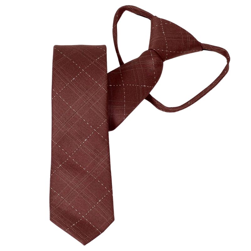 ワンタッチネクタイ チェック、ラインチェック柄 大剣幅 6cm スリム ナローネクタイ メンズ ロック有り ジッパー仕様 装着簡単 ジッパー ストッパー付き |  | 03