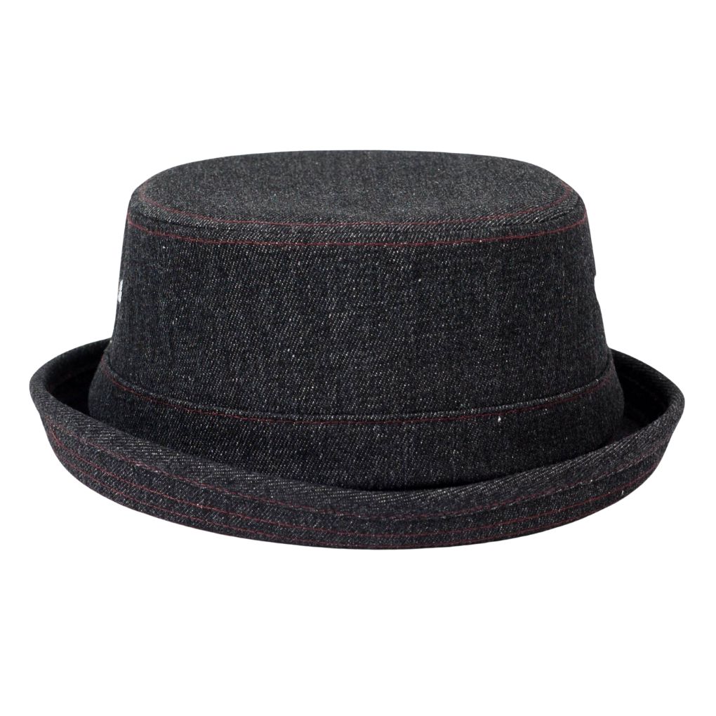 ポークパイハット デニム生地 帽子 メンズ レディース ハット帽 男女兼用 帽子 58cm フリーサイズ Ruben ストライプ、ネイビー、ブラック　3色 |  | 01
