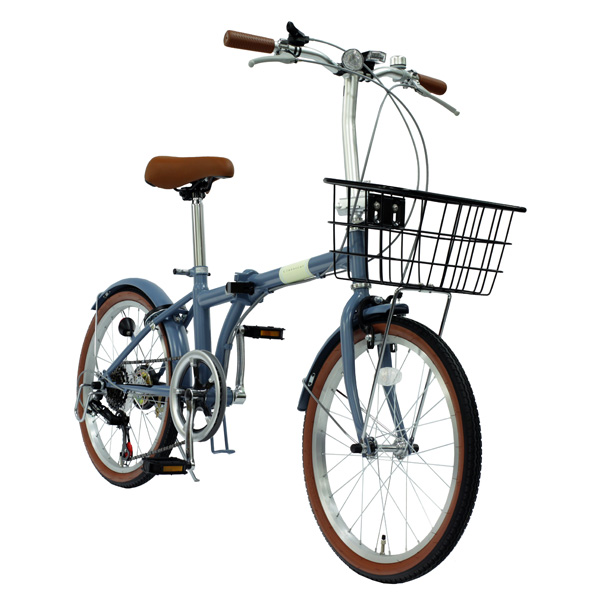 新品✨折りたたみ自転車 20インチ 7段変速 ブルー カゴ ワイヤー錠付き