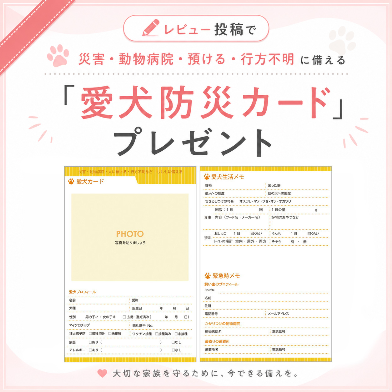 防災用カード「愛犬カード」付