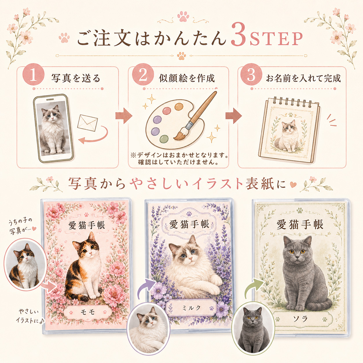 愛猫手帳 ねこ 【 名入れなし 】 愛猫健康手帳【獣医師 監修】A6サイズ