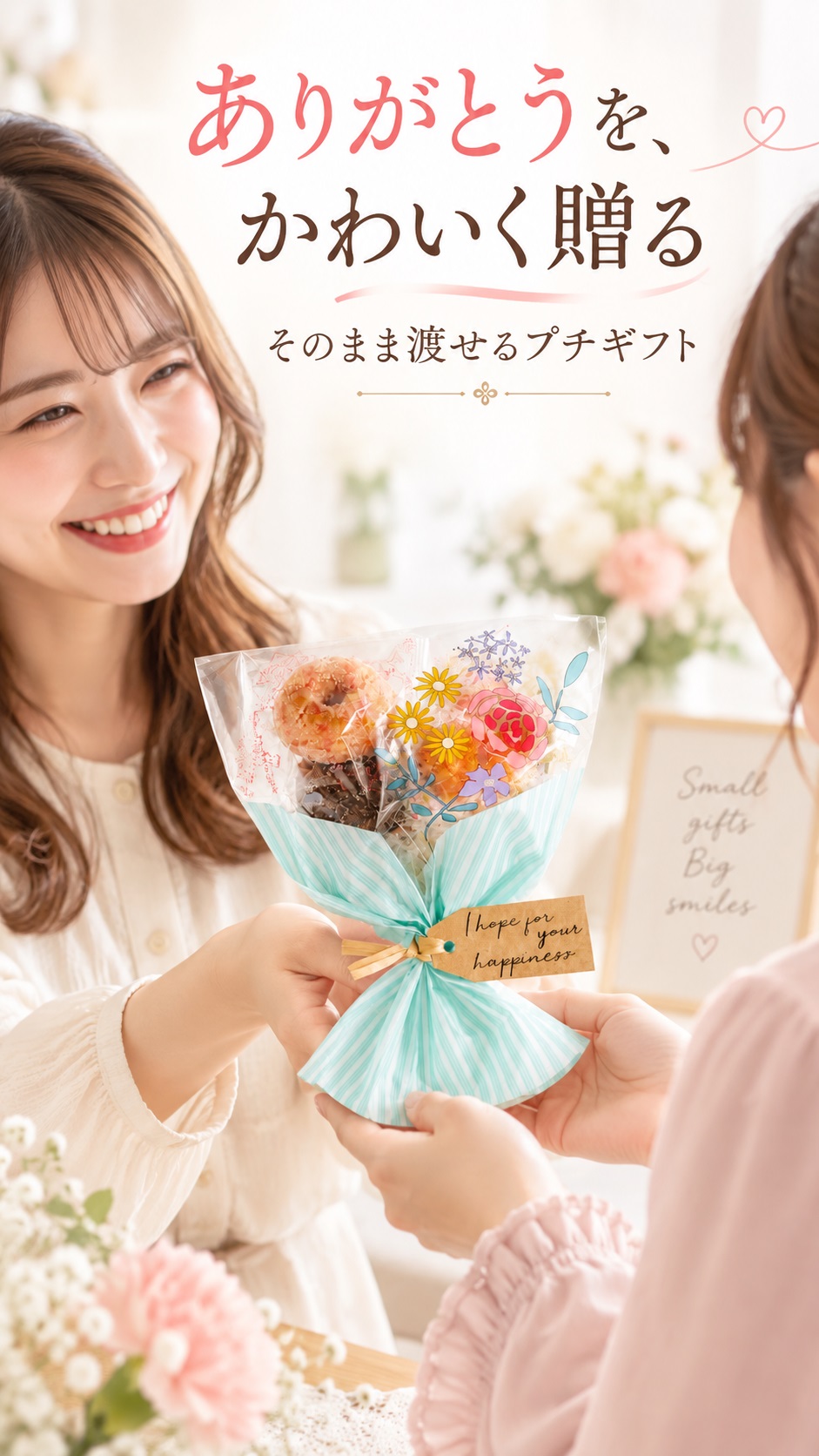 プチギフト ブーケ 卒業式 花束 ドーナツ 御菓子 卒業 卒園 退職 個