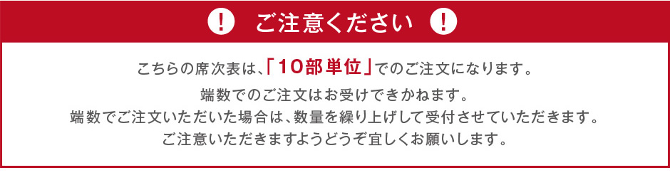 招待状は10部単位でのご注文になります