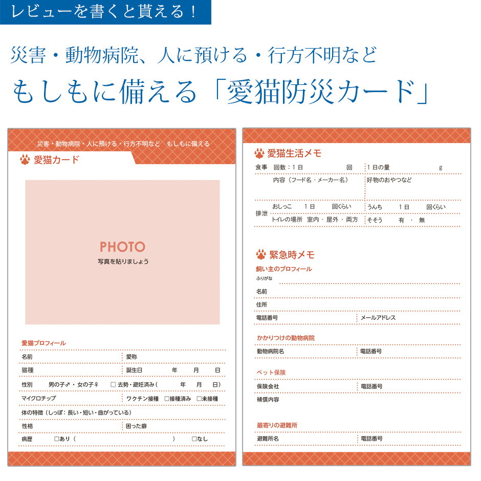 愛猫防災カードプレゼント。