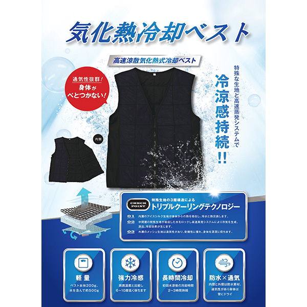 気化熱式冷却クールベスト　アクアマン 気化熱式冷却クールベスト アクアマン 三愛 半袖・ベスト 空調