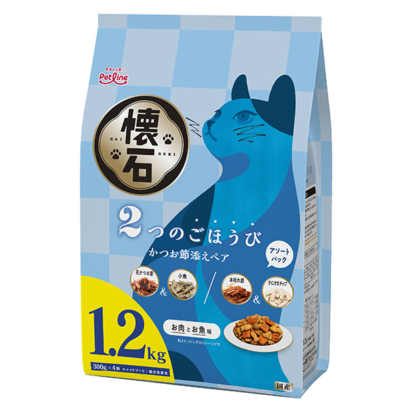 懐石 2つのごほうび かつお節添えペア 1.2kg(300g×4袋) KSD-81 猫用フード NBスタンダード ドライ・半生