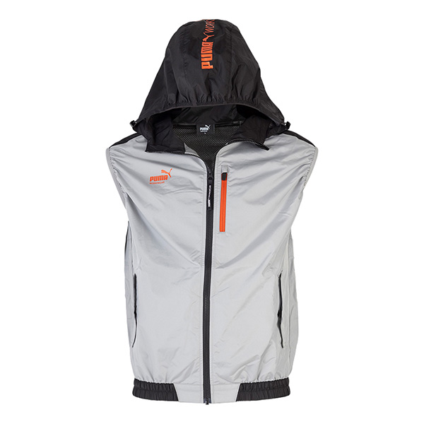 【セット/3L】AT-8022N PUMAベスト（シルバー/3L）ファンバッテリ あすつく) PUMA(プーマ):エアツイスト フーディーベスト シルバー 3L