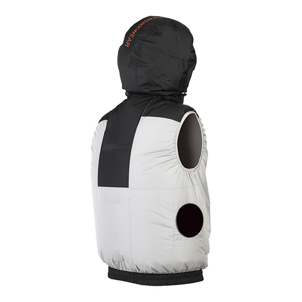 【セット/3L】AT-8022N PUMAベスト（シルバー/3L）ファンバッテリ あすつく) PUMA(プーマ):エアツイスト フーディーベスト シルバー 3L