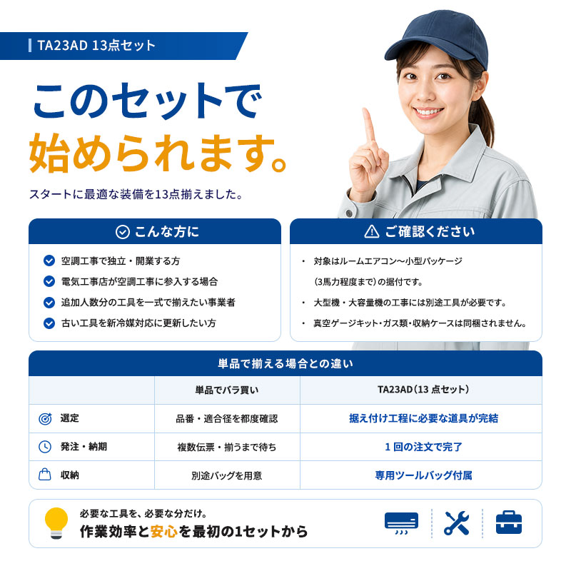 あすつく】イチネンTASCO エアコン工具セット TA23AD : RECOROOM