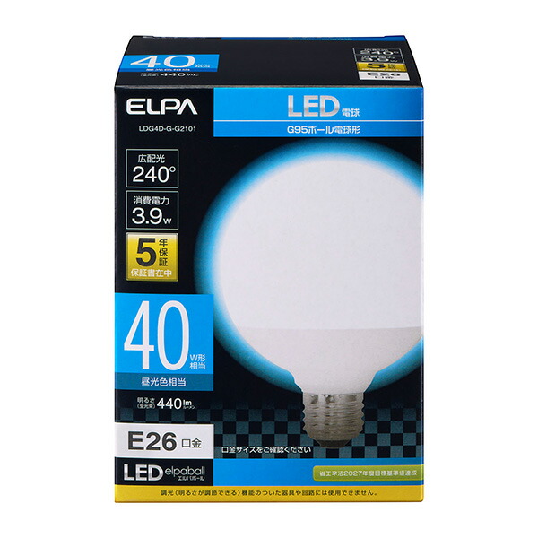Yahoo! Yahoo!ショッピング(ヤフー ショッピング)ELPA（エルパ） LED電球 ボール形G95 LDG4D-G-G2101