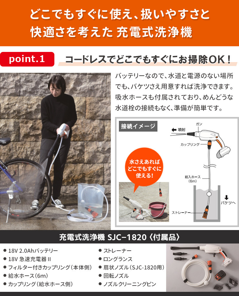 レビュー高評価の商品！ SJC-1820 高圧洗浄機 コーシン ハンディタイプ