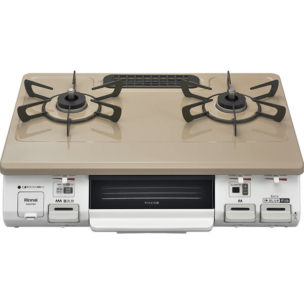 リンナイ ガステーブル 60cm幅ピュアベージュ 水なし片面焼きグリル 左強火力 ＬＰガス KG64TW2L_LP | 