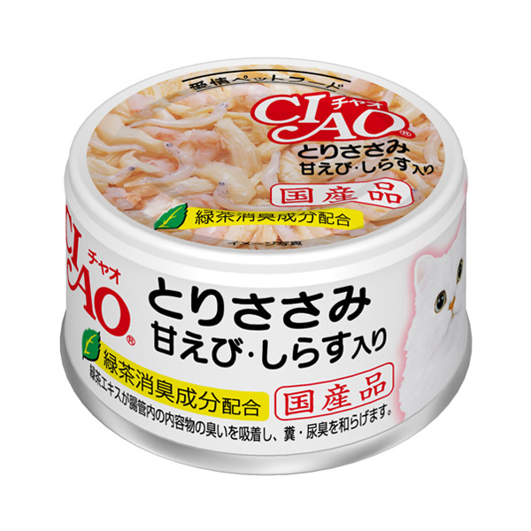 いなばペットフード:CIAOとりささみ甘えび・しらす入り85g A-20 猫 ウェット ウェットフード キャットフード 缶 缶詰 猫缶