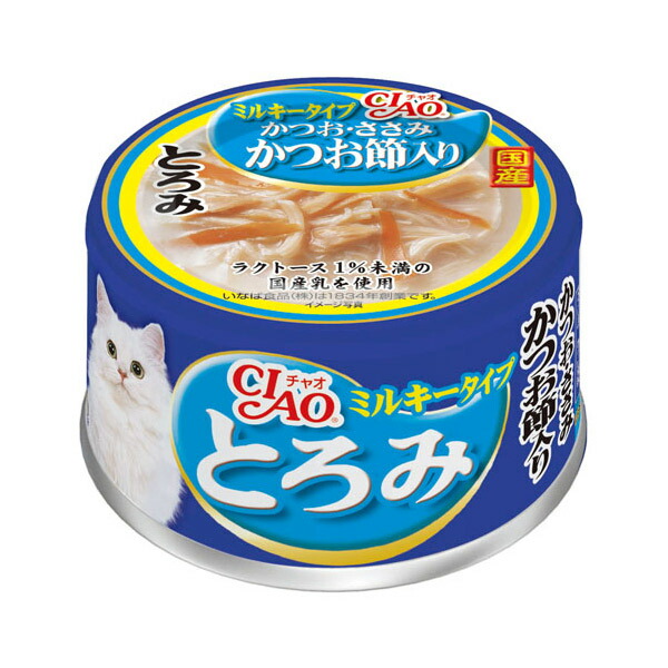 いなばペットフード:チャオとろみミルキー鰹笹身かつお節80g A-113 猫 ウェット ウェットフード キャットフード 缶 缶詰 猫缶
