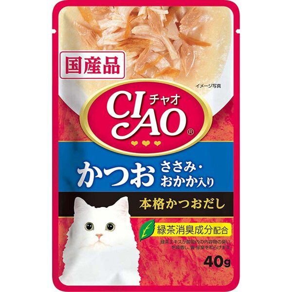 Yahoo! Yahoo!ショッピング(ヤフー ショッピング)いなばペットフード:CIAOパウチ かつお ささみ・おかか入り 40g IC-204 猫 フード ウェット キャットフード パウチ レトルト