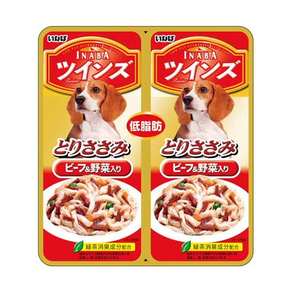 いなばペットフード:ツインズ とりささみ ビーフ&amp;野菜入り 40g (2袋入) TW-01 犬 フード ウェット ドッグフード レトルト パウチ