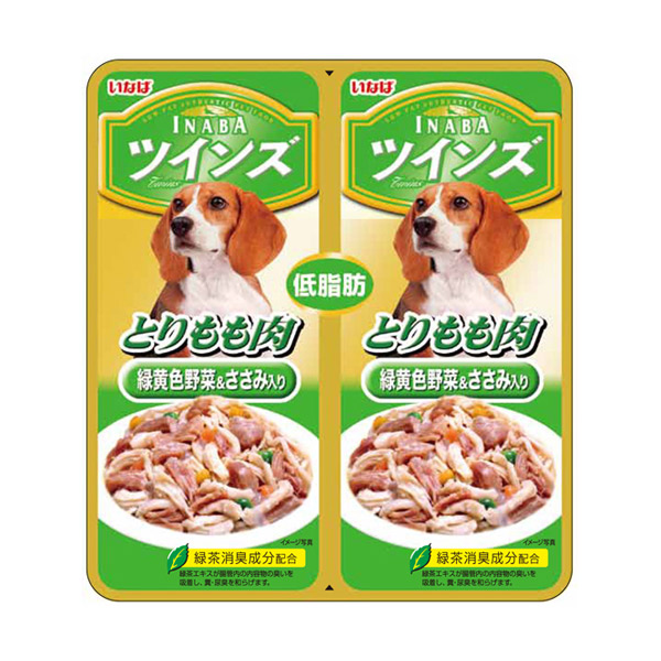いなばペットフード:ツインズ とりもも肉 緑黄色野菜&amp;ささみ入り 40g (2袋入) TW-03 犬 フード ウェット ドッグフード レトルト