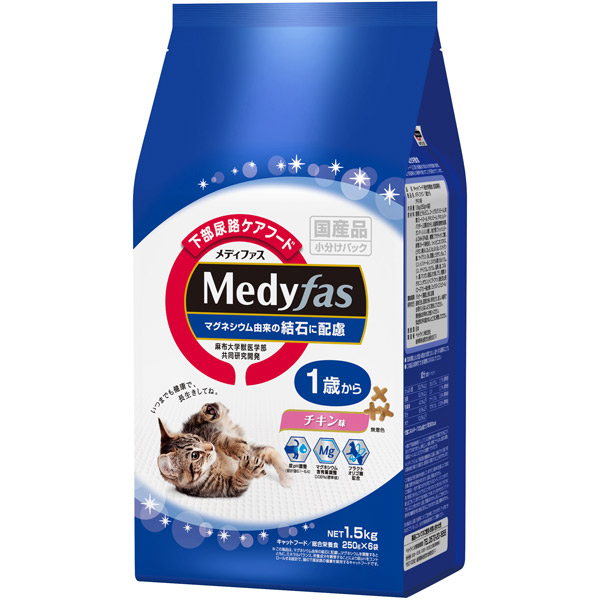 ペットライン:メディファス 1歳から チキン味 1.5kg (250g×6) 4902418069135 ペットフード キャットフード メディファス