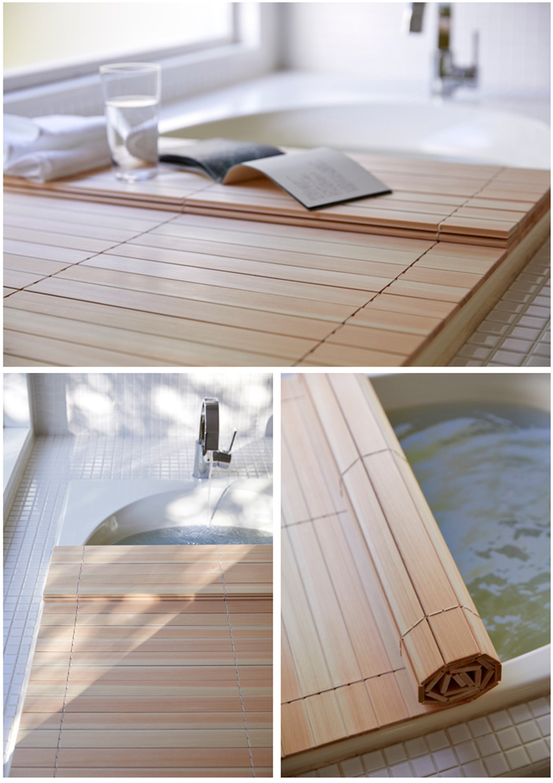 四国加工:無垢ひのきの巻ける風呂ふた 「森林浴」 70×136 HUH-70-136