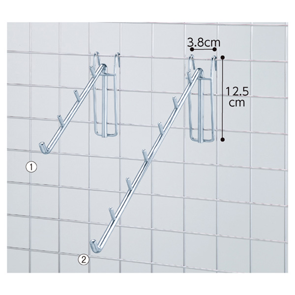ストア・エキスプレス:ネット用傾斜フック30°(φ8mm) 7連 61-130-12-2(メーカー直送品) 店舗用品 ＤＩＹ 棚 ラック 収納
