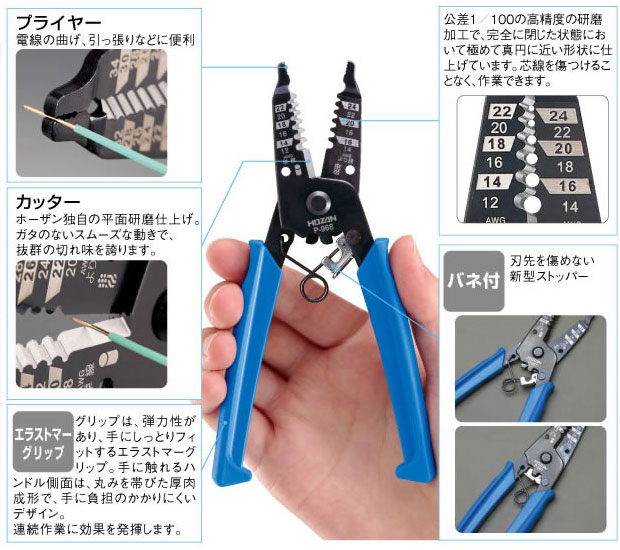ホーザン(HOZAN) ミリサイズ線用 ワイヤーストリッパー 単線 より線 P-970