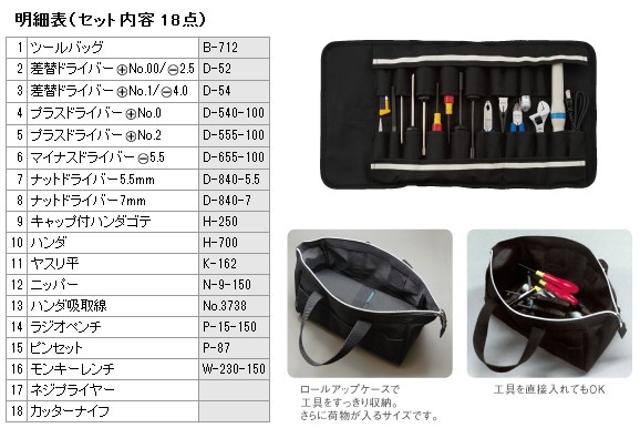 HOZAN(ホーザン):工具セット S-310 手提げタイプの 18点(100V) S-310