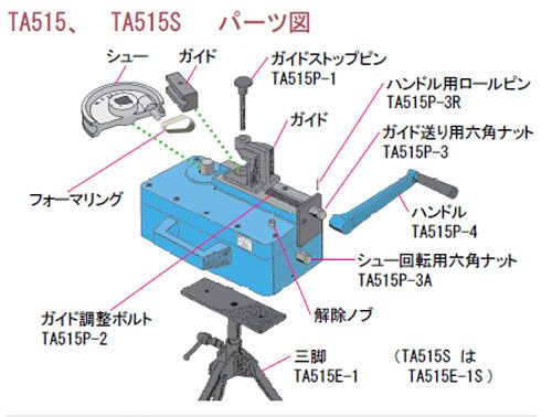 イチネンTASCO (タスコ):手動式直管ベンダー (三脚付) TA515 直管