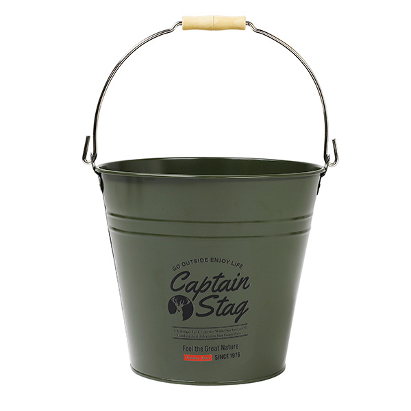 CAPTAIN STAG（キャプテンスタッグ）:CS スチールバケツ10L(オリーブ) UM-1620 アウトドア キャンプ ピクニック 丈夫