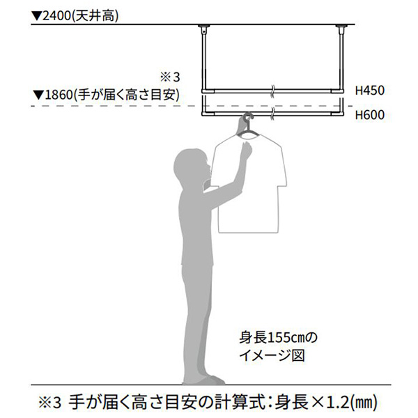 川口技研:ホスクリーン室内物干し BAR型ブラック BAR1-4518-BK_4