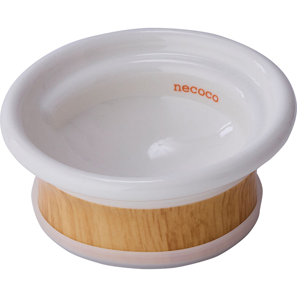 猫用食器 necoco 食べやすい木目調食器 ドライフード向き W27660 犬猫用品 食器 食器