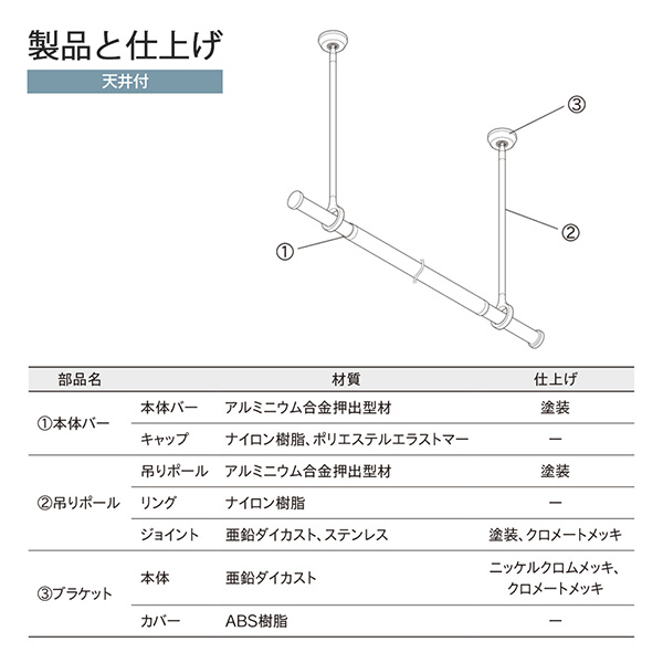 TOSO(トーソー):ランドリーバーLB-1 セット WH M H450 30020006(メーカー直送品)(地域制限有)の画像