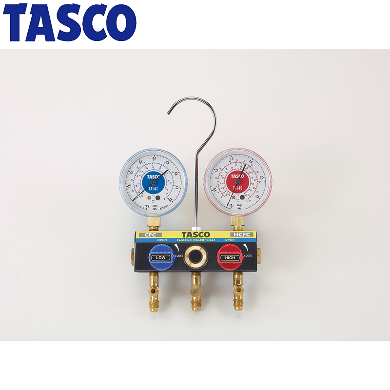 イチネンTASCO (タスコ):ボールバルブ式ゲージマニホールド TA120KH 冷凍・空調工具 マニホールド