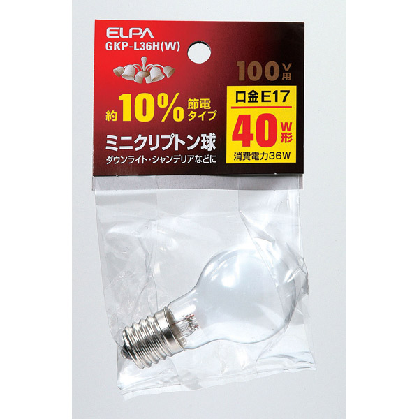 ELPA(エルパ):ミニクリプトン球 GKP-L36H(W) GKP-L36H(W) | ELPA