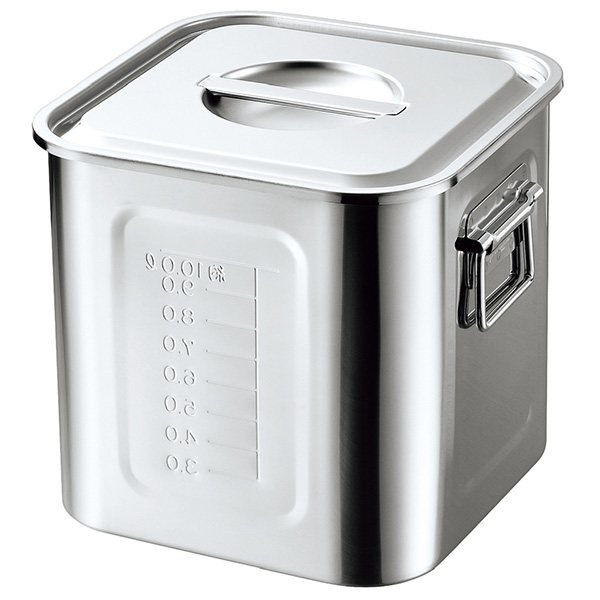 赤川器物製作所 １８−８　目盛付　角型キッチンポット　２４cm　手付 1154010