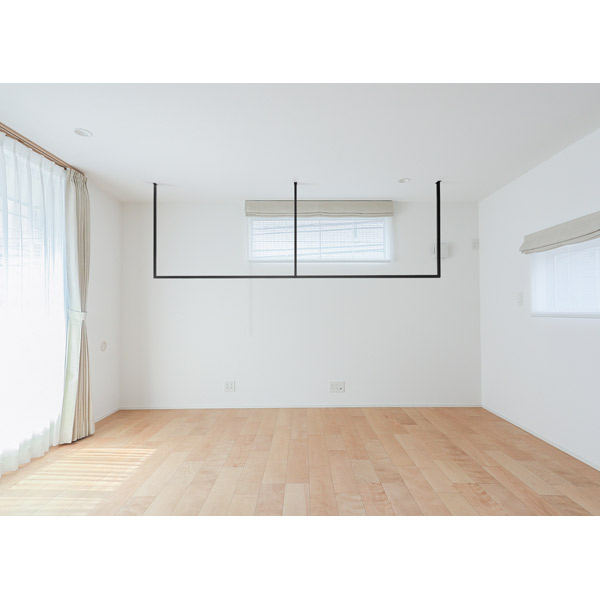 森田アルミ工業(morita):天井付け物干し kacu ブラック E字Lサイズ KAC289E-BK 室内物干 部屋干し インテリア オシャレ
