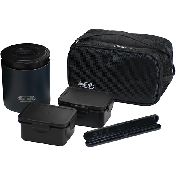 パール金属 ホームレーベル ステンレスランチジャー520バッグ付（ブラック） HC-0006