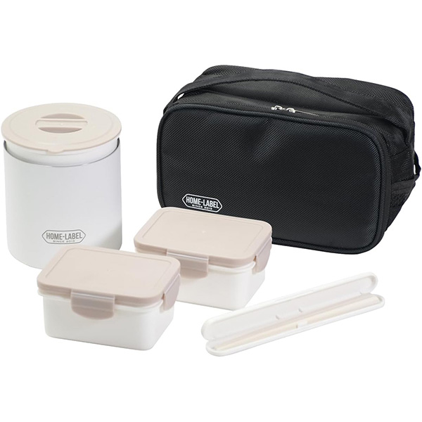 パール金属 ホームレーベル ステンレスランチジャー520バッグ付（ホワイト） HC-0008