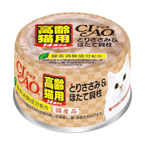 いなばペットフード:チャオ14歳鶏ささみ&amp;帆立貝柱85g M-53 猫 ウェット ウェットフード キャットフード 缶 缶詰 猫缶
