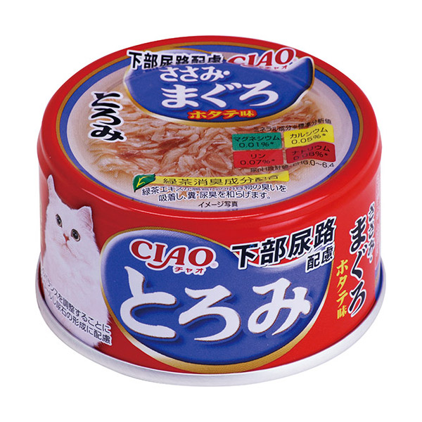 いなばペットフード:CIAOとろみ下部尿路配慮ささみまぐろ80g A-57 猫 ウェット ウェットフード キャットフード 缶 缶詰 猫缶