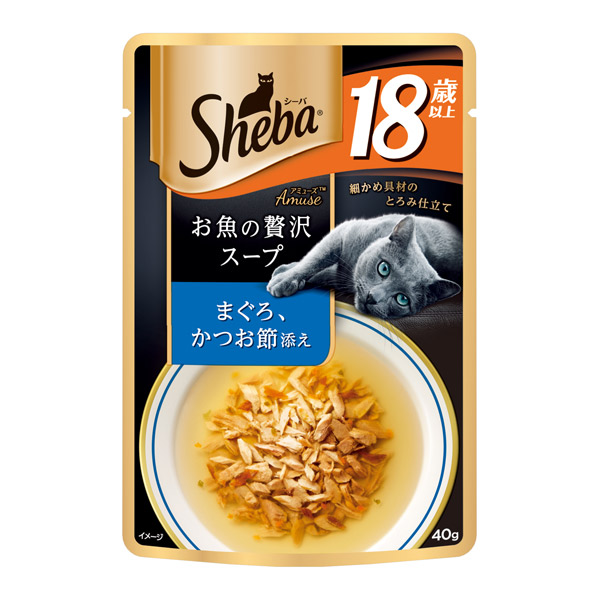 マースジャパンリミテッド:シーバ アミューズ 18歳以上 お魚の贅沢スープ まぐろ、かつお節添え 40g SAM132 猫 フード ウェット パウチ