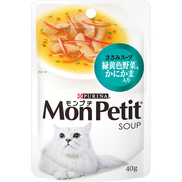 ネスレ日本:モンプチスープパウチ ささみスープ 緑黄色野菜、かにかま入り40g 4902206202713 猫 フード ウェット パウチ レトルト
